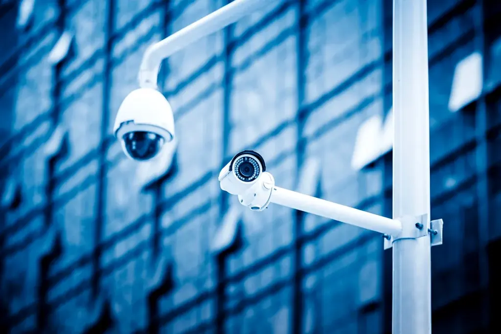 Dome and bullet CCTV cameras mounted together