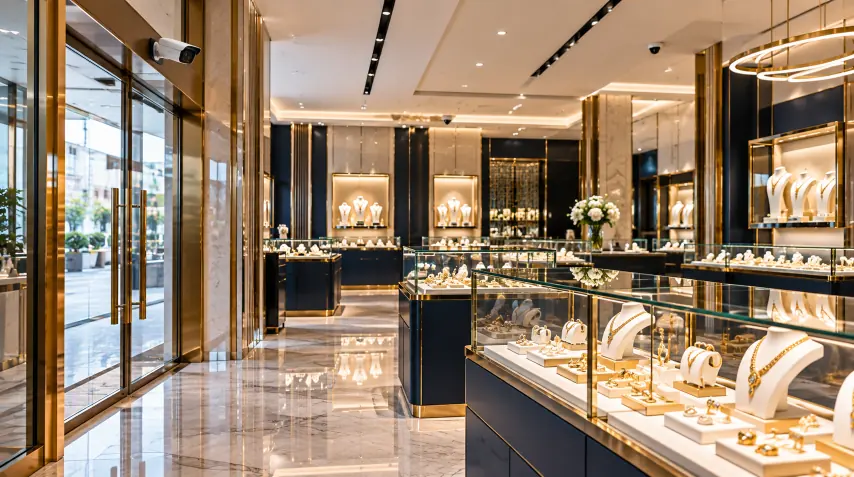 Jewellery boutique entrance with security cameras