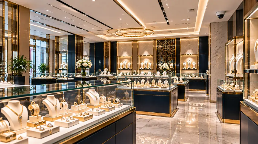 Jewellery showroom counters under CCTV coverage