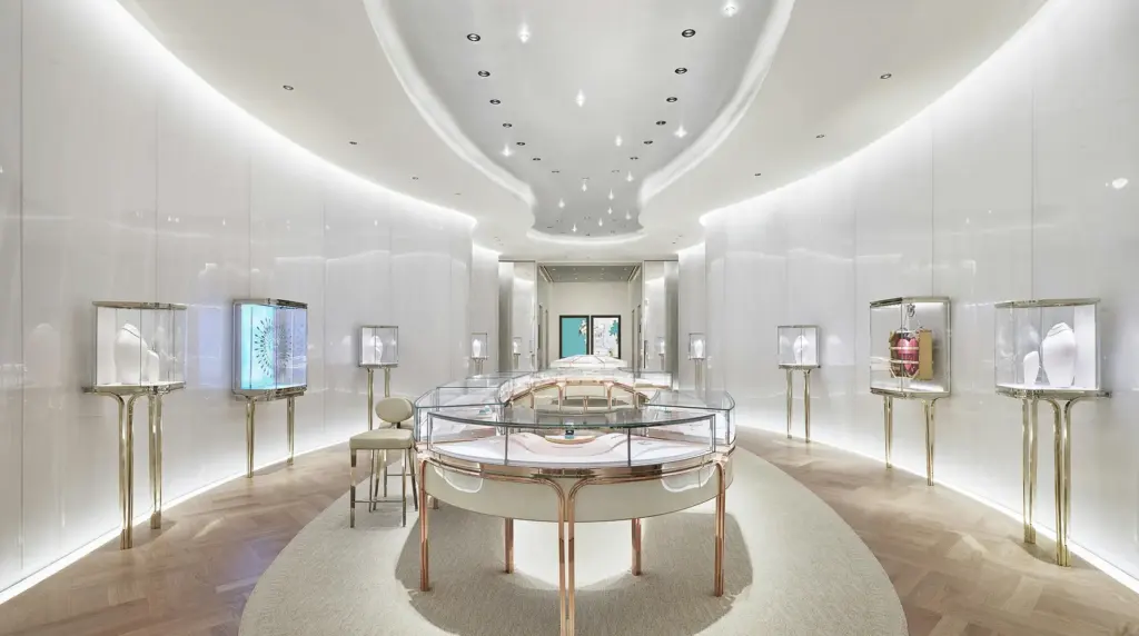 Luxury jewellery boutique with glass display cases