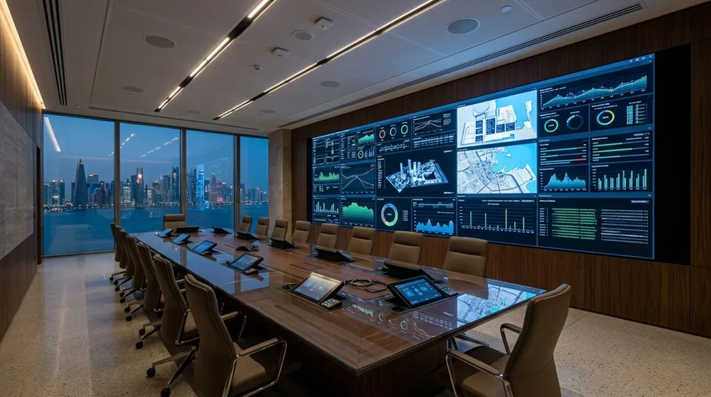 Video wall and audio visual system in a control room