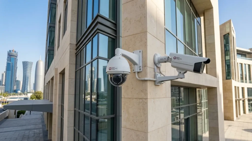 كاميرات قبة IP تغطي مدخل مبنى تجاري في الدوحة