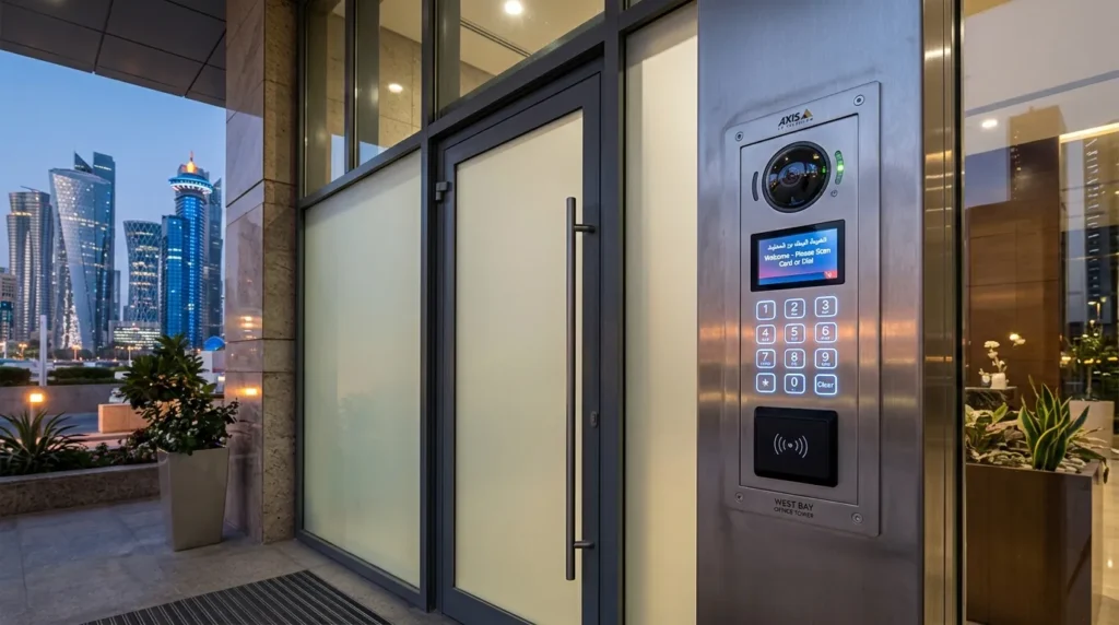 IP video intercom door station at an entrance