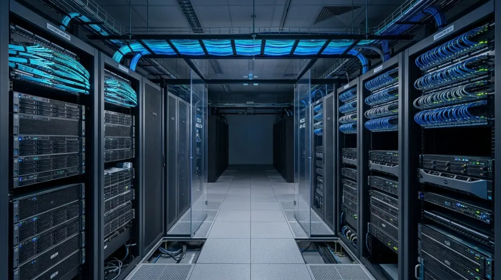 Structured cabling and patch panels in a server rack