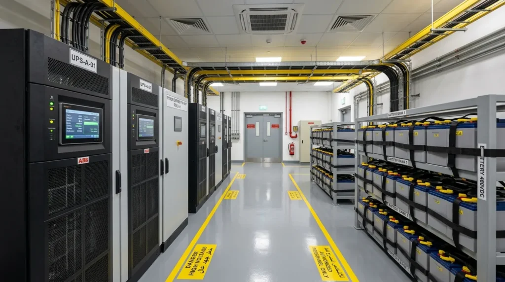 Online UPS cabinets and battery bank